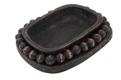 NEW SMALLER SIZE-Ovee Beaded Candle Ready Clay Vessel--7x9 inches-Black--10 Pieces
