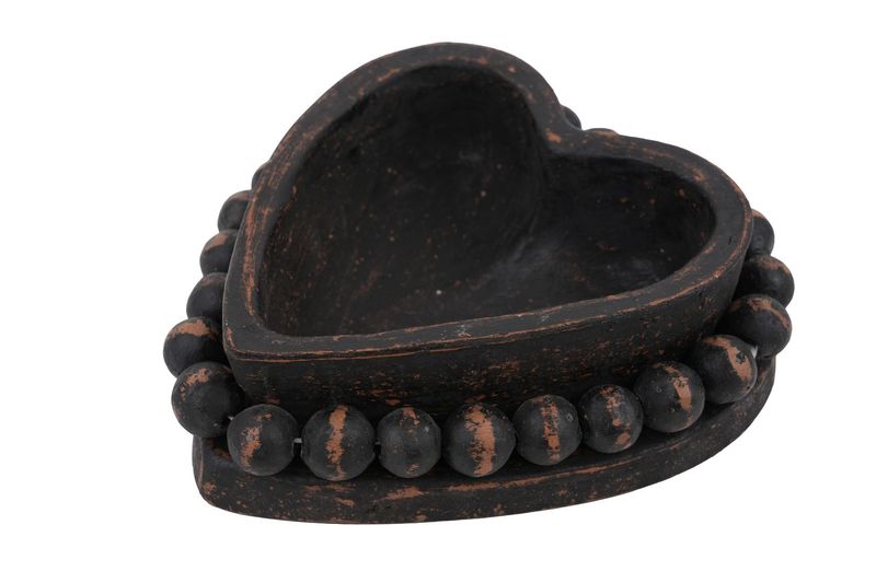 NEW SIZE-Beading Heart --7x7 inches-Candle Ready Clay Vessel-Black-10 PCS
