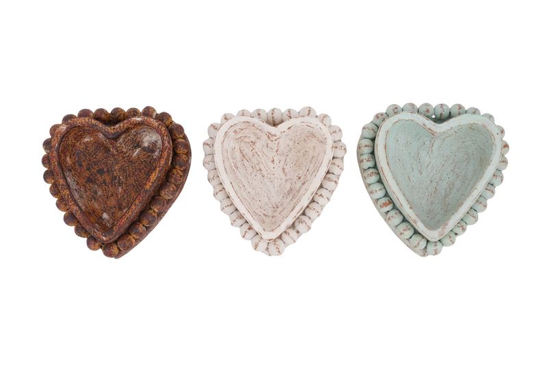 NEW SMALLER SIZE-Beading Heart -7x7 inches-Trio Pack- Candle Ready Clay Vessel -12 PCS-NEW-Trio Pack