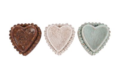 NEW SMALLER SIZE-Beading Heart -7x7 inches-Trio Pack- Candle Ready Clay Vessel -12 PCS-NEW-Trio Pack