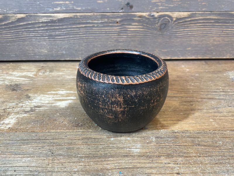 Pearl Candle Clay Vessel-Handmade-Candle Ready-5 x 3 inches-Exclusive Design-10 Pieces-Black