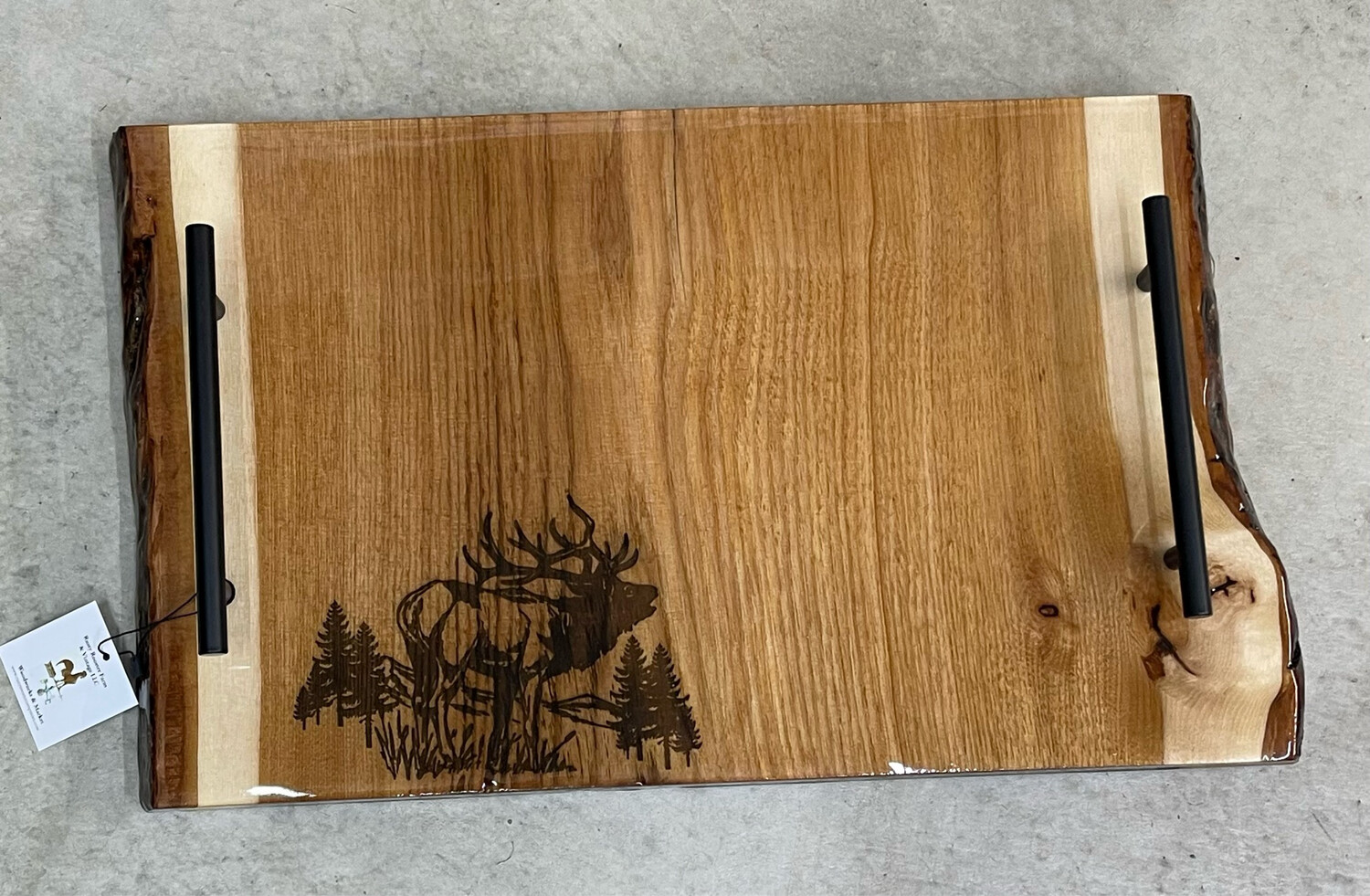 Hickory Engraved Elk Epoxy Serving Tray
