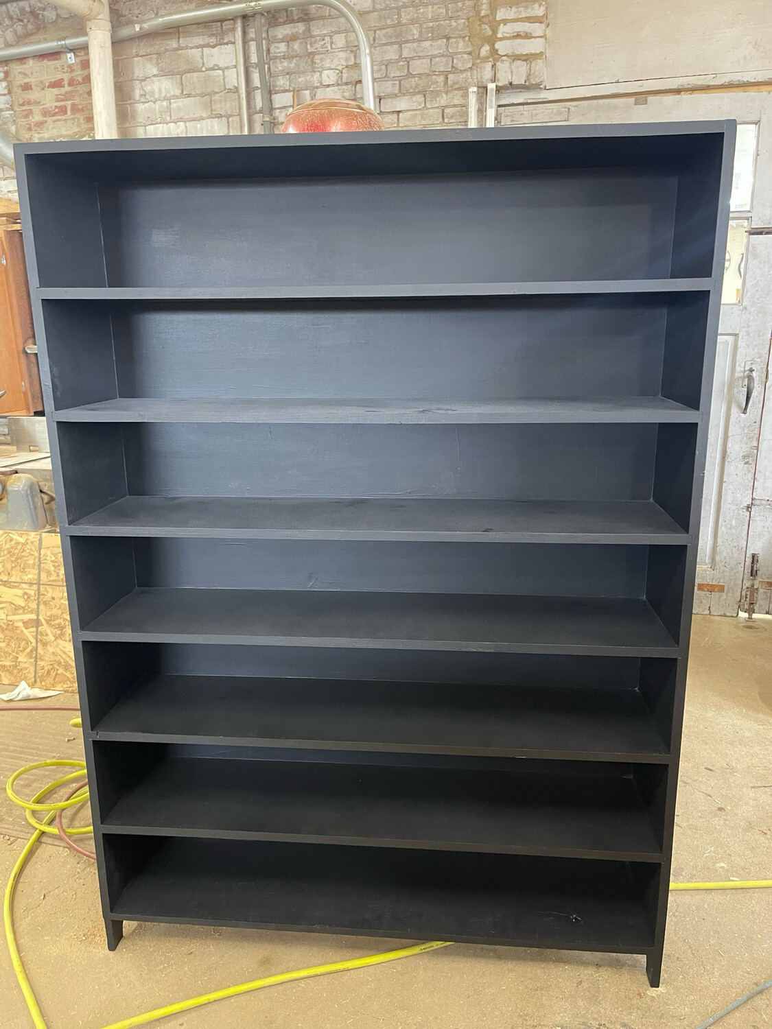 4ft Primitive Black Wood Bookshelf