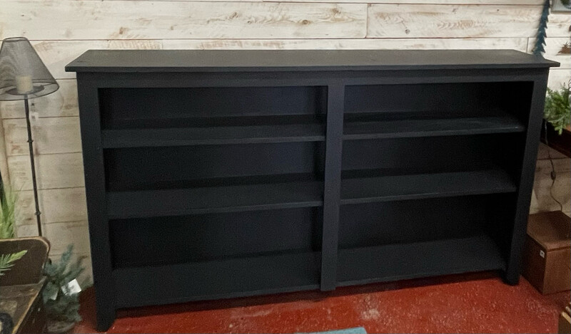 6ft Primitive Black Wood Bookshelf