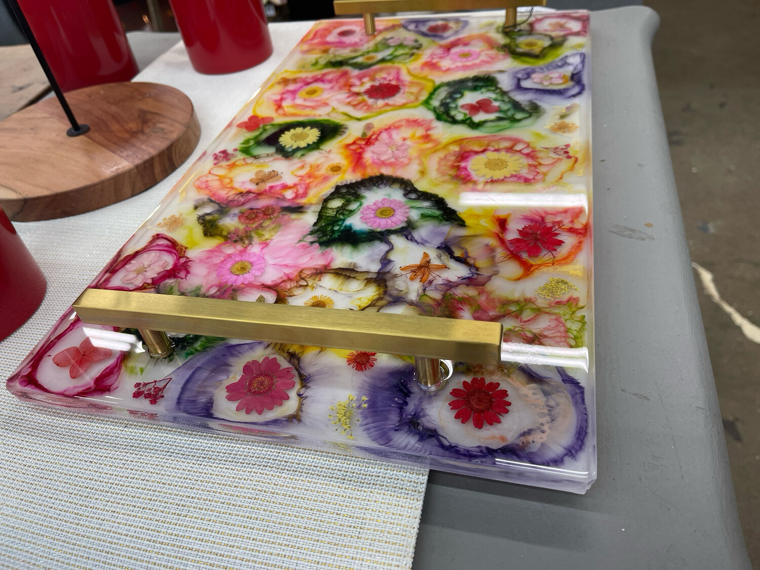 Wild Flowers Epoxy Serving Tray A