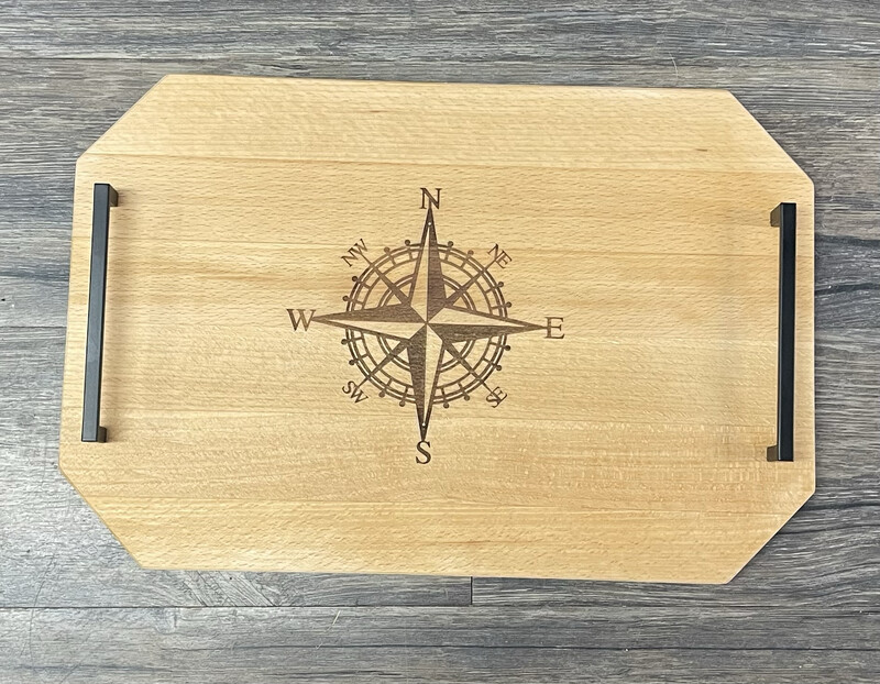 Maple Nautical Compass Hardwood Charcuterie Serving Board