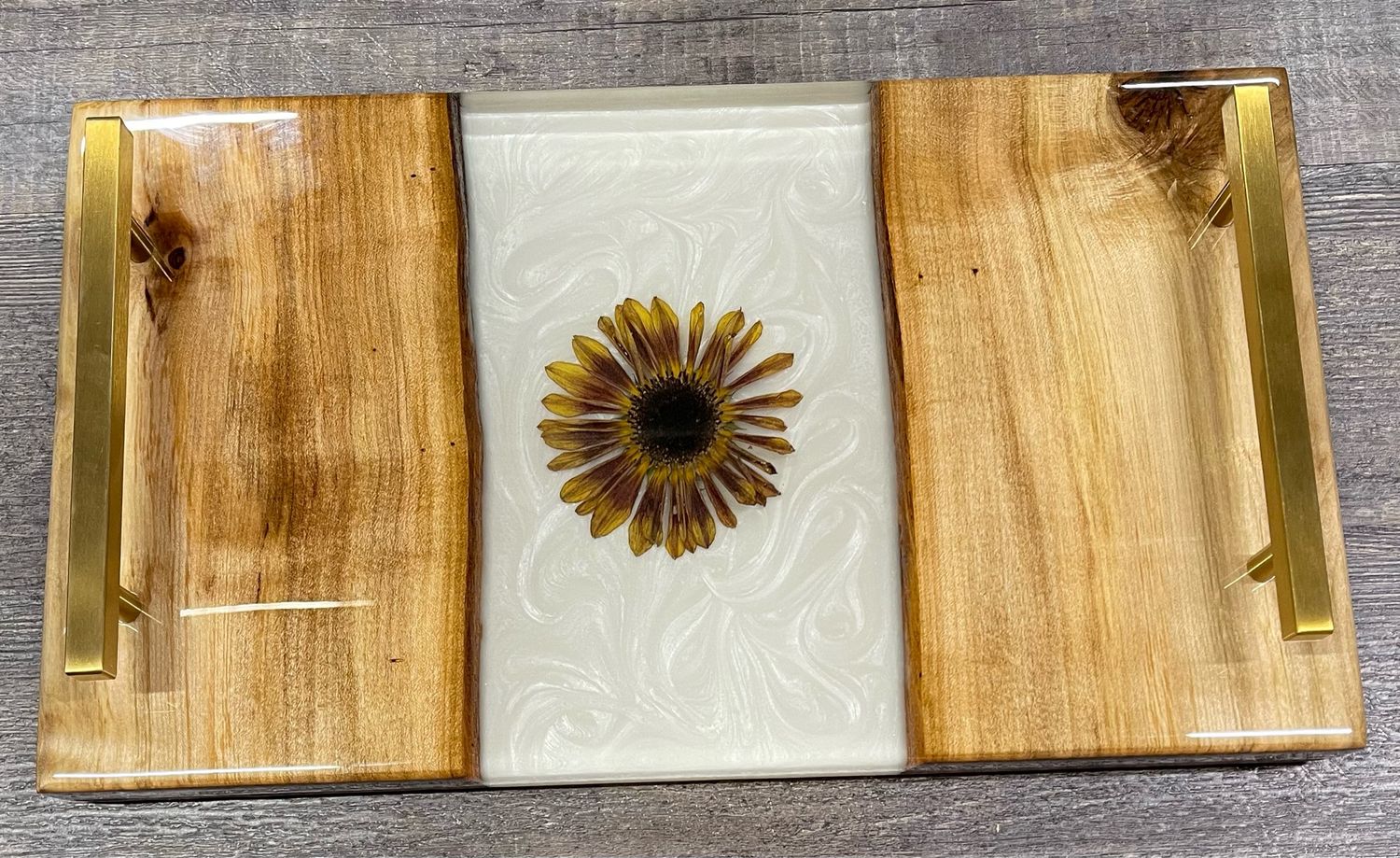 Epoxy Maple Sunflower Charcuterie Board