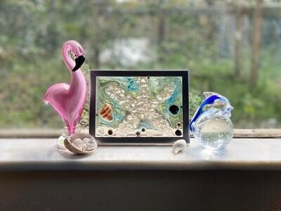 Beige Starfish with seashells Glass Epoxy Resin Art