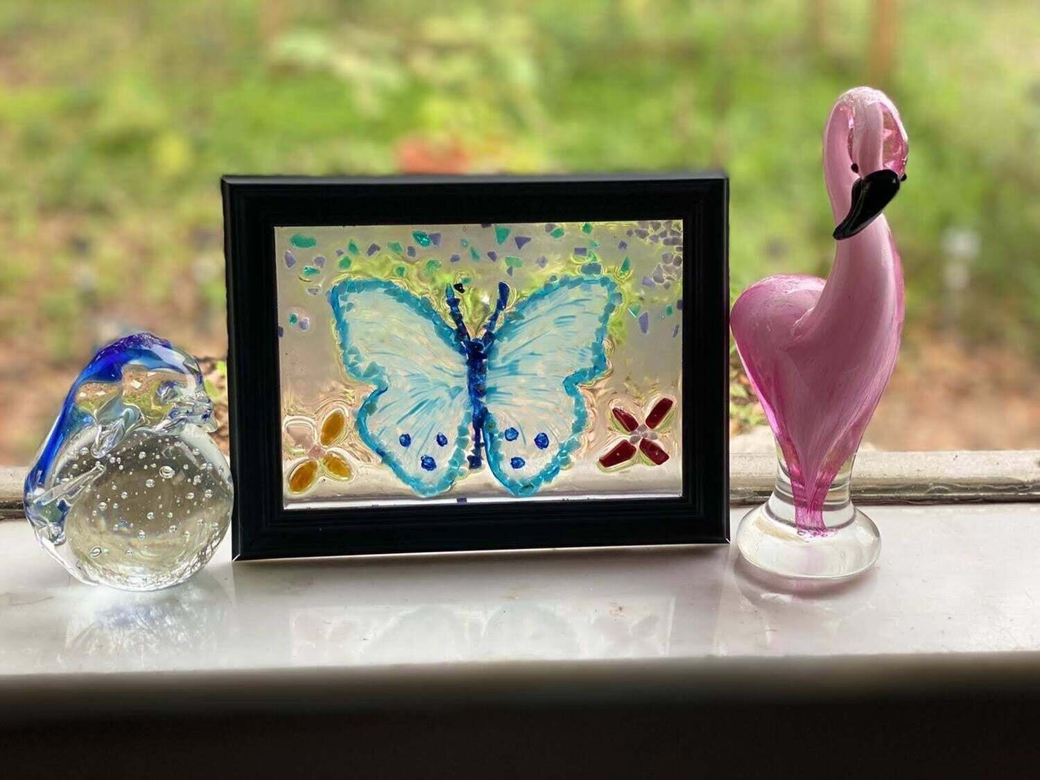 Blue Butterfly Painted with lapis lazuli Antenna