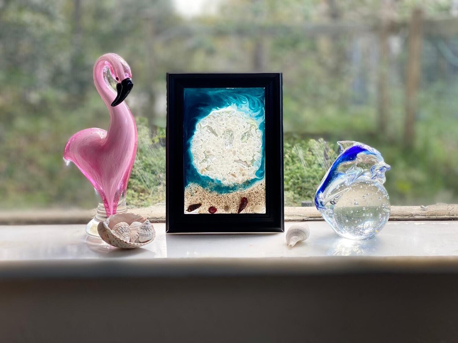 Blue Sand Dollar Shaped Glass Epoxy Resin Art