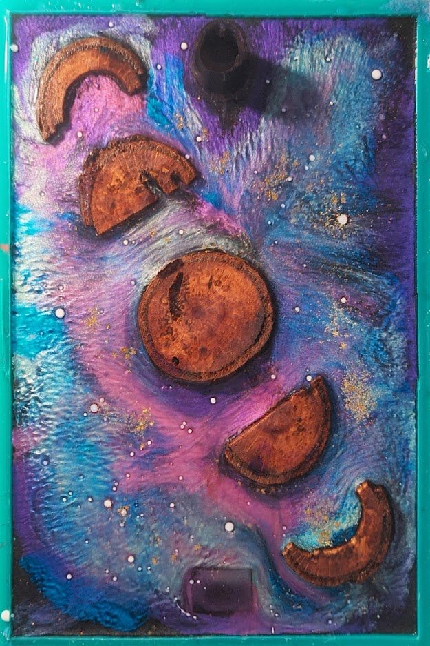 Colorful Galaxy sky moon phases wall sconce