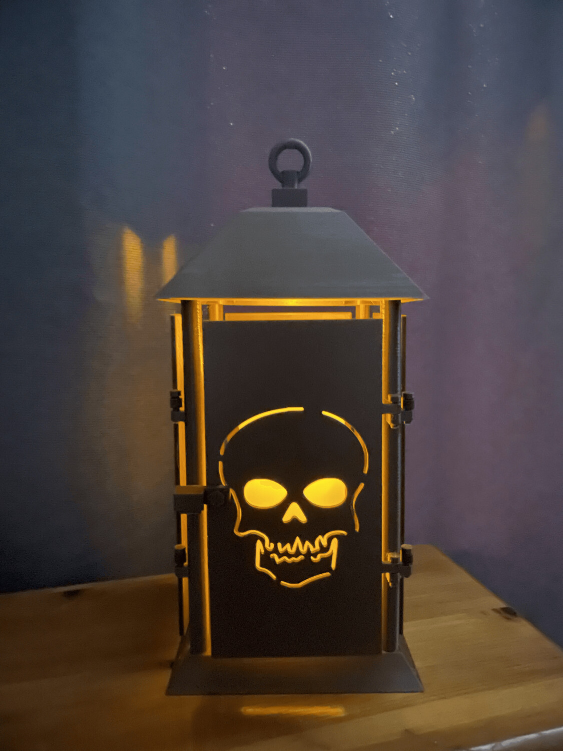 Copper Colored 3D printed Hanging Lantern with Skull Side Panels
