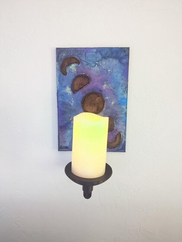 Colorful Galaxy sky moon phases wall sconce