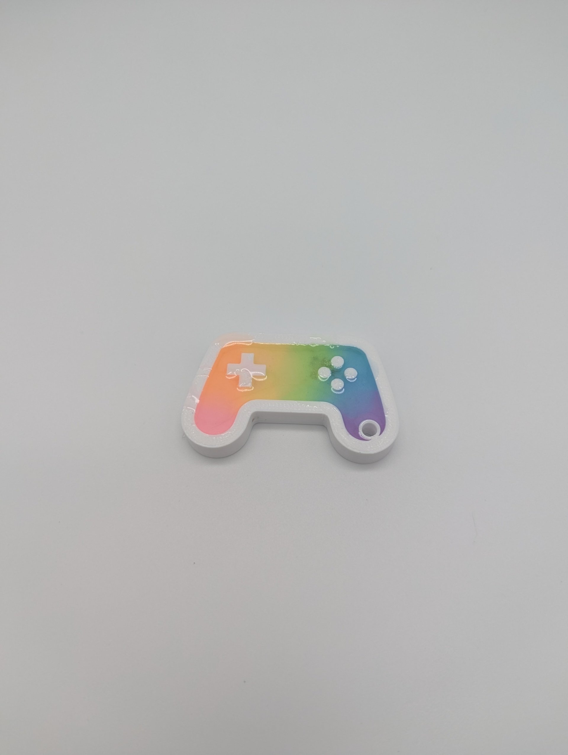 Modern gaming controller Keychain 3D Print Epoxy Fill