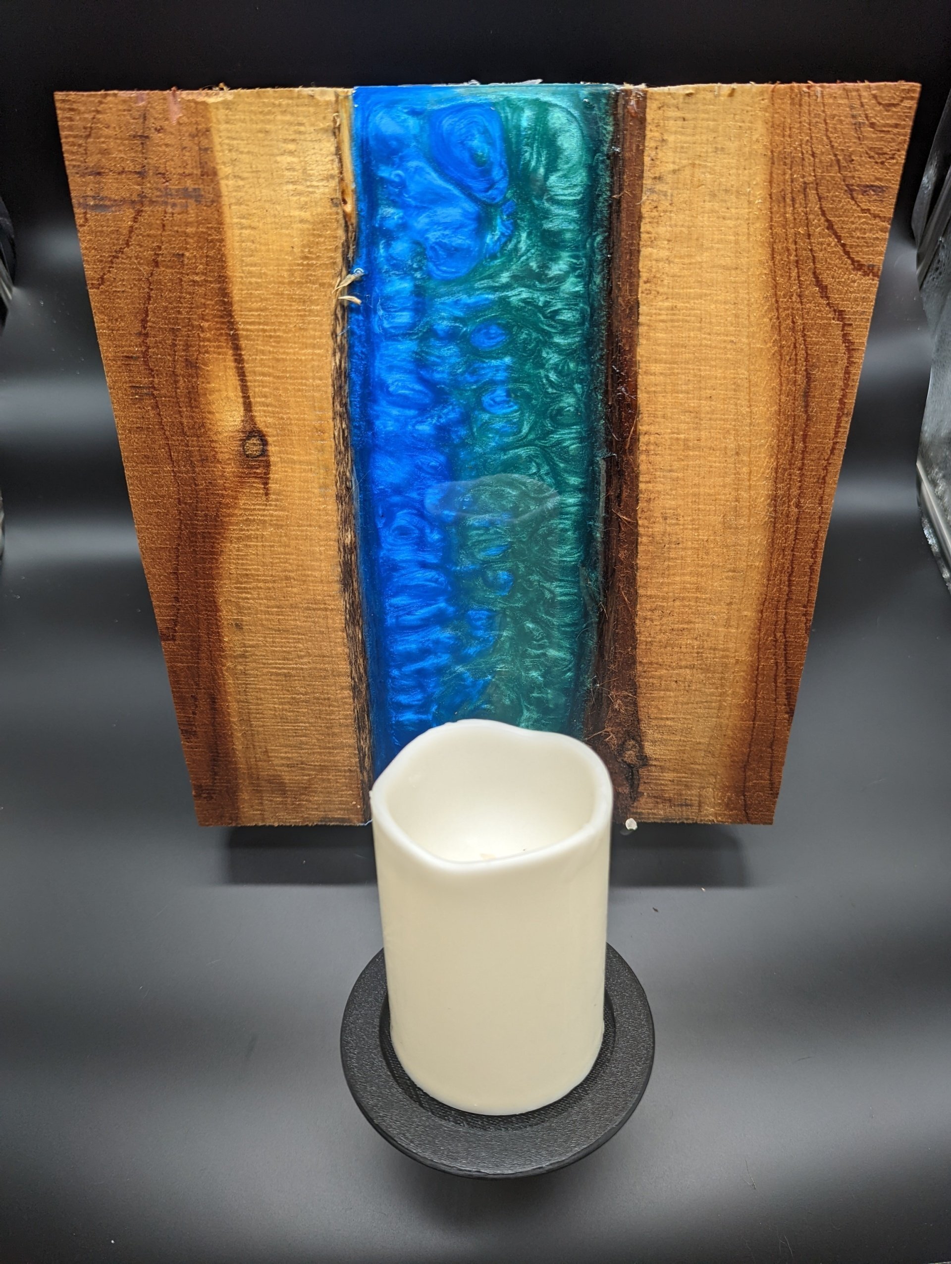 Ocean Blue Green Wood Plank / Epoxy Wall Sconce