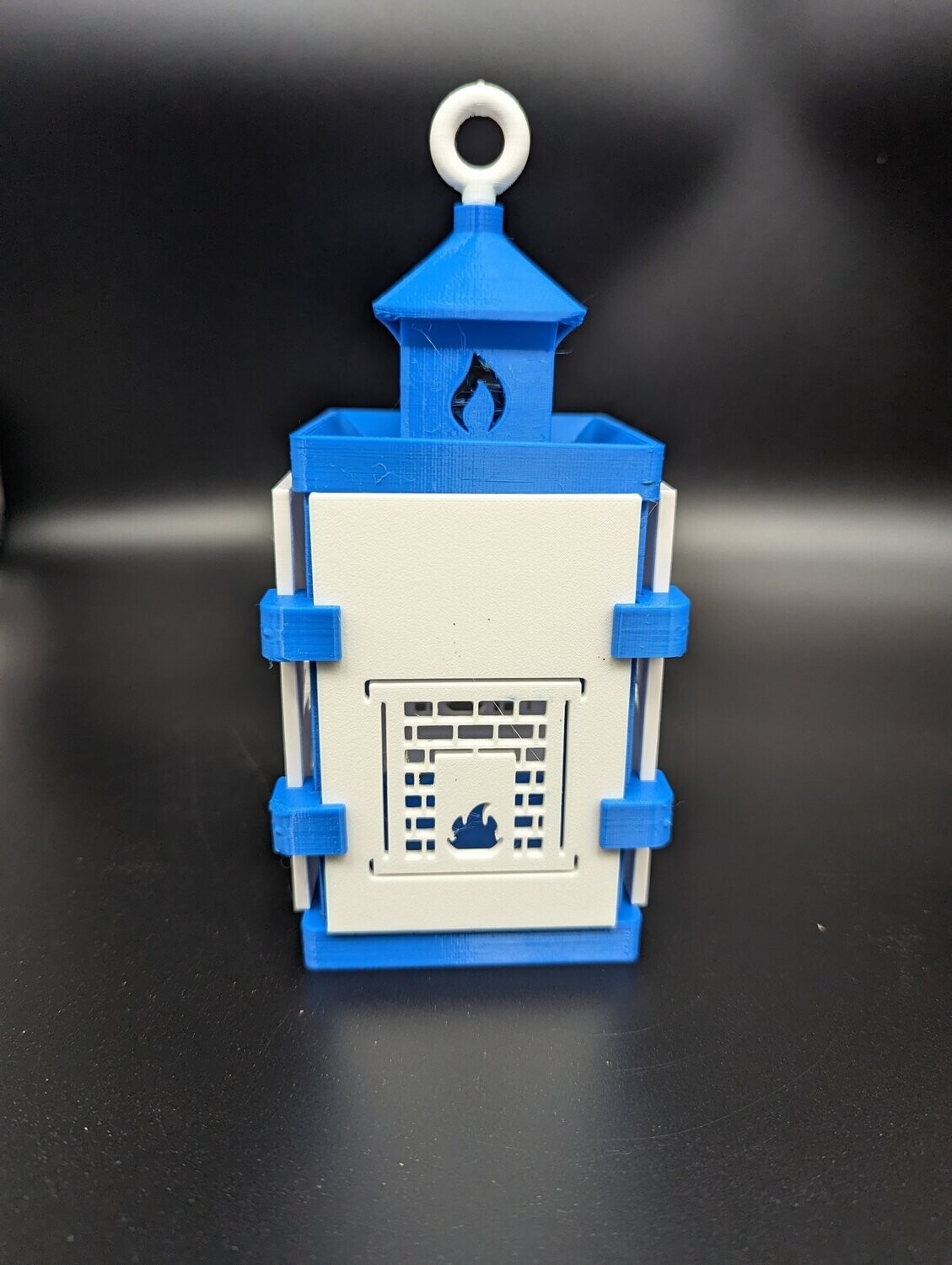 3D printed MINI Hanging Lantern with fireplace and Bear in the woods Image Side Panels