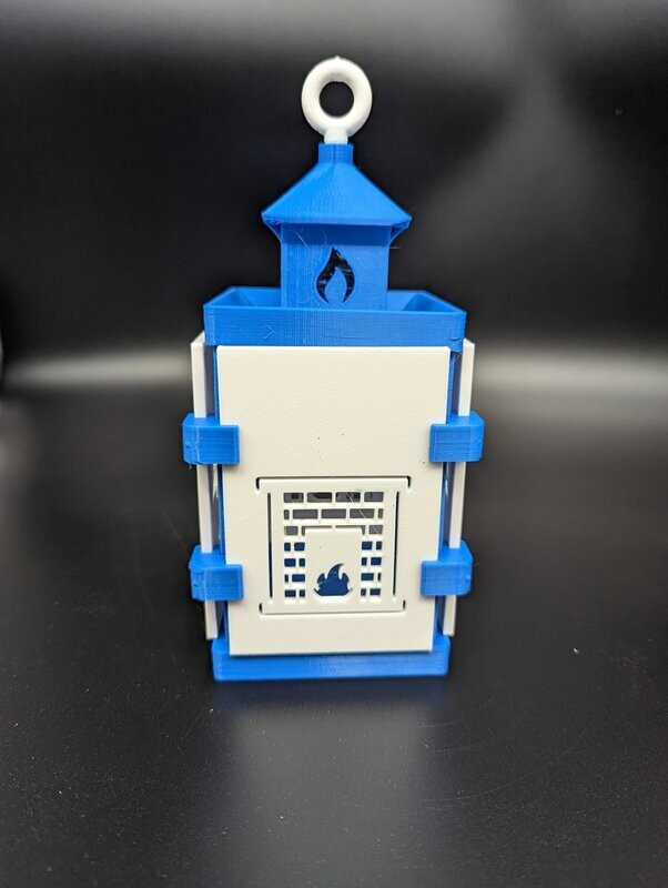 3D printed MINI Hanging Lantern with fireplace and Bear in the woods Image Side Panels
