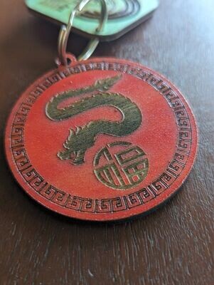 Chinese Zodiac Year of the Dragon - Good Fortune Wood Keychain