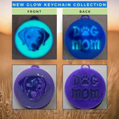 Glow Dog Mom Keychain