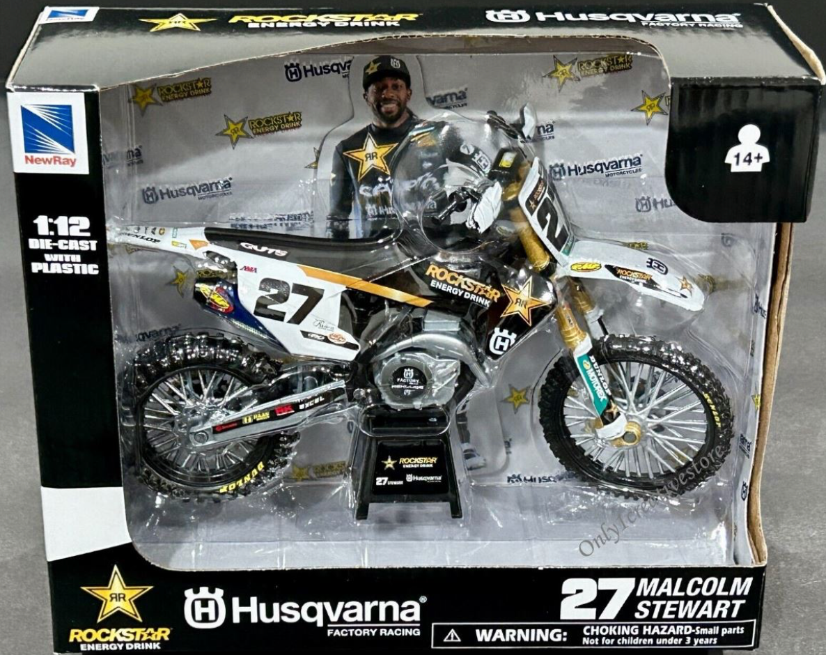 Motocross Modell Husqvarna Rockstar Malcolm Stewart 1:12
