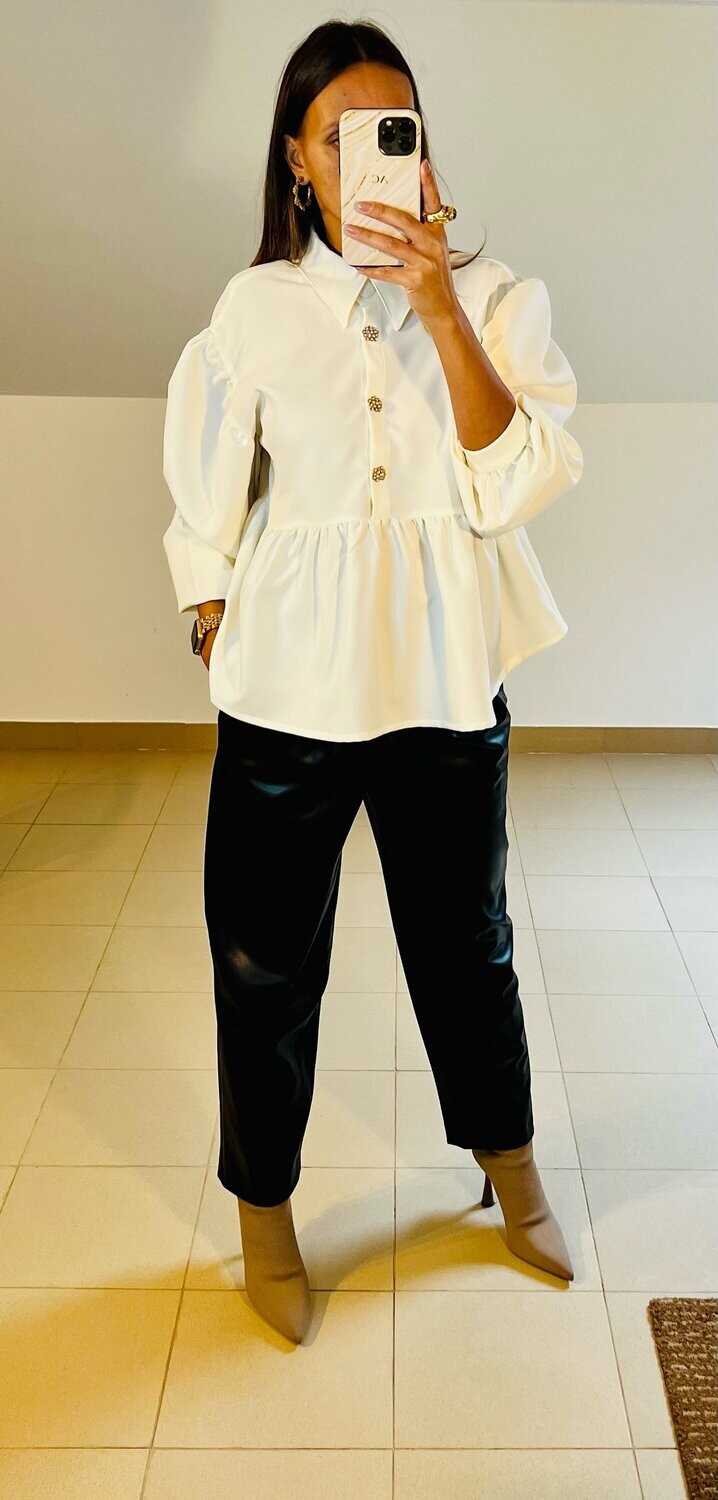 Blusa/Camisa Branca botão Jóia Dourado