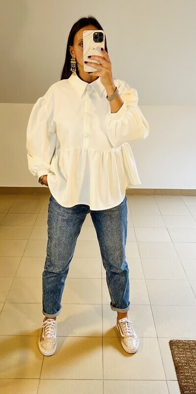 Blusa/Camisa Branca Botão Forrado