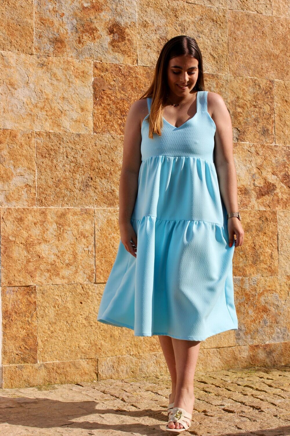 Vestido Bem-Me-Quer 
Azul