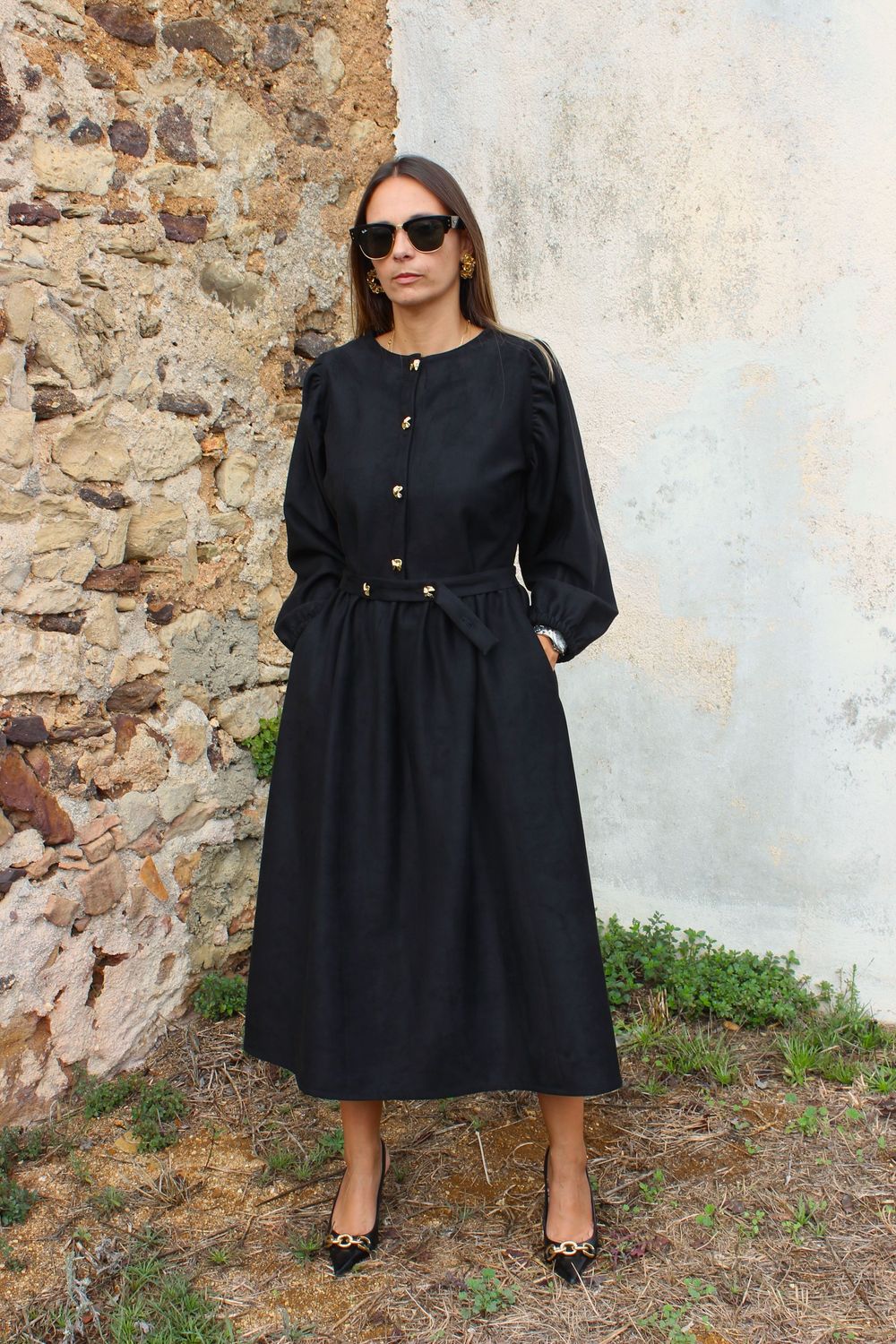 Vestido Preto Suede