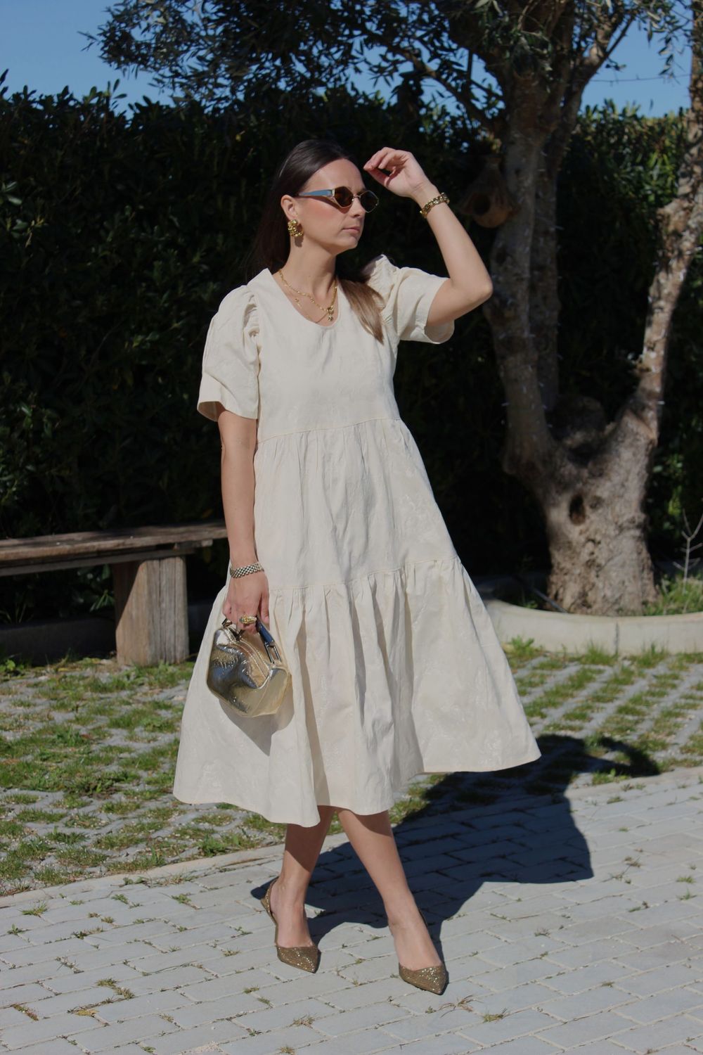 Vestido Rosas Branco