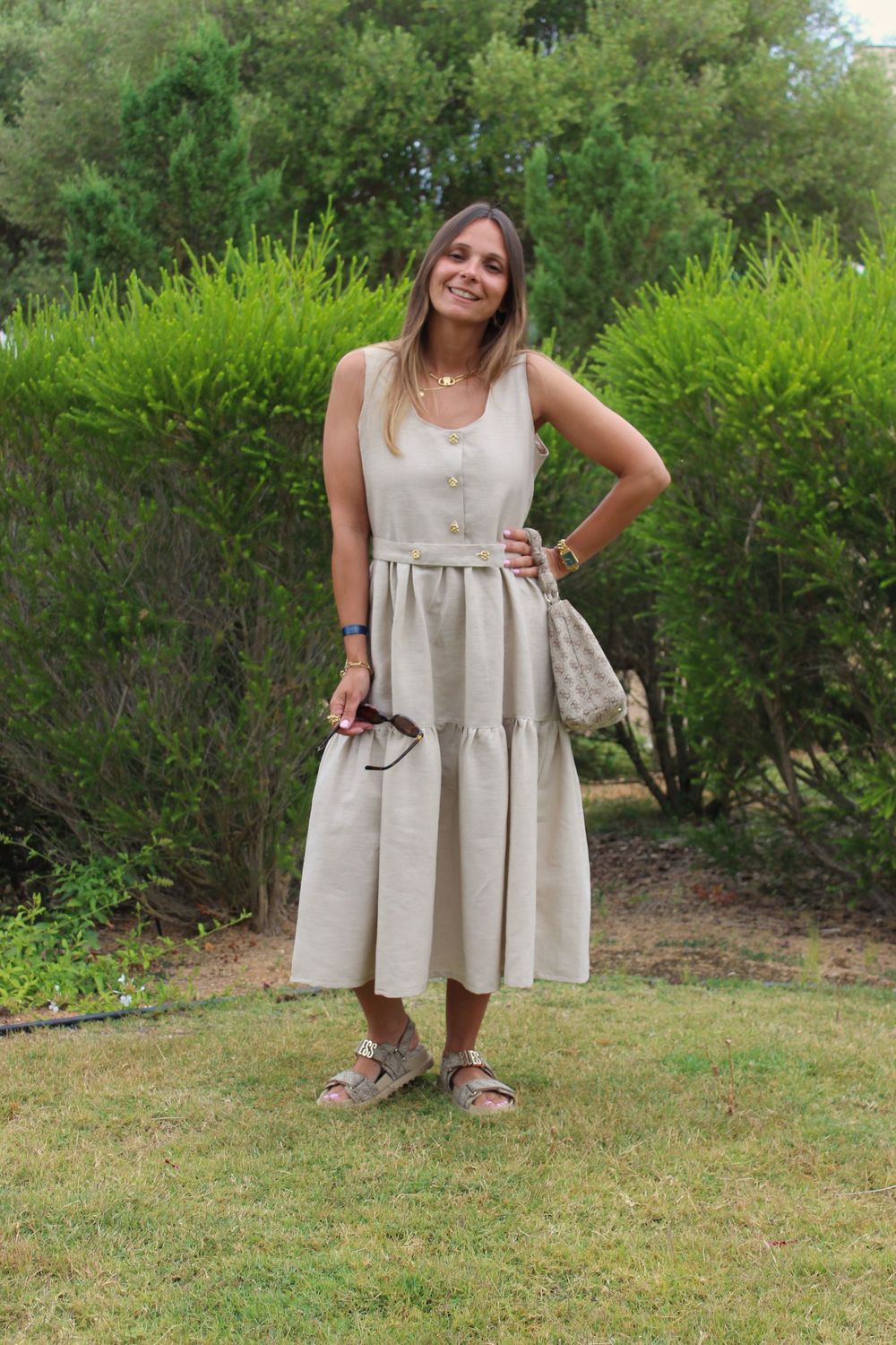 Vestido Linho Areia