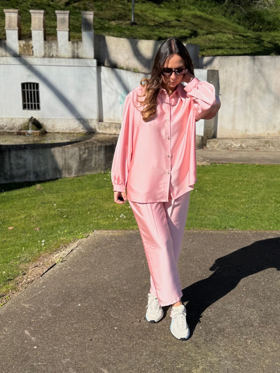 Camisa Rosa Acetinada