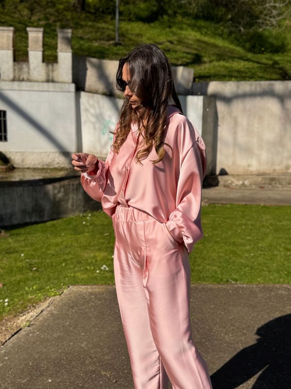 Calças Rosa Acetinadas