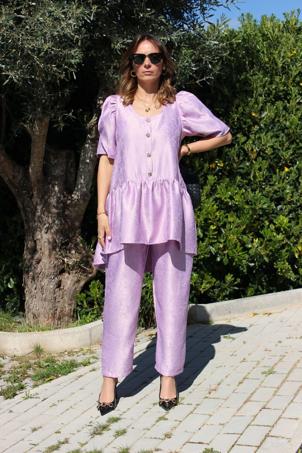 Túnica Lilás Flores