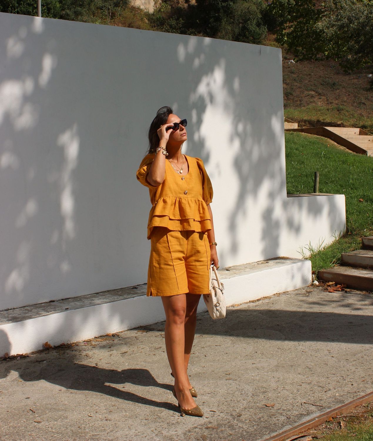 Calção Linho Amarelo