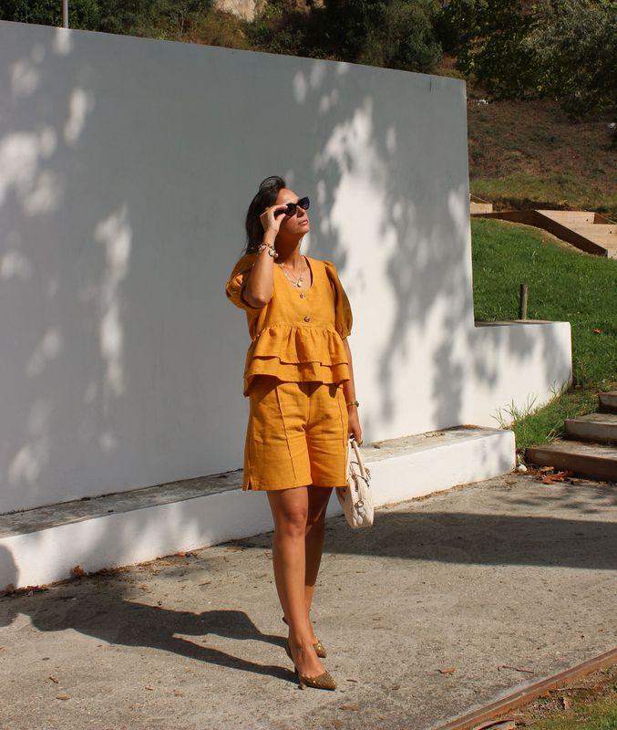 Calção Linho Amarelo