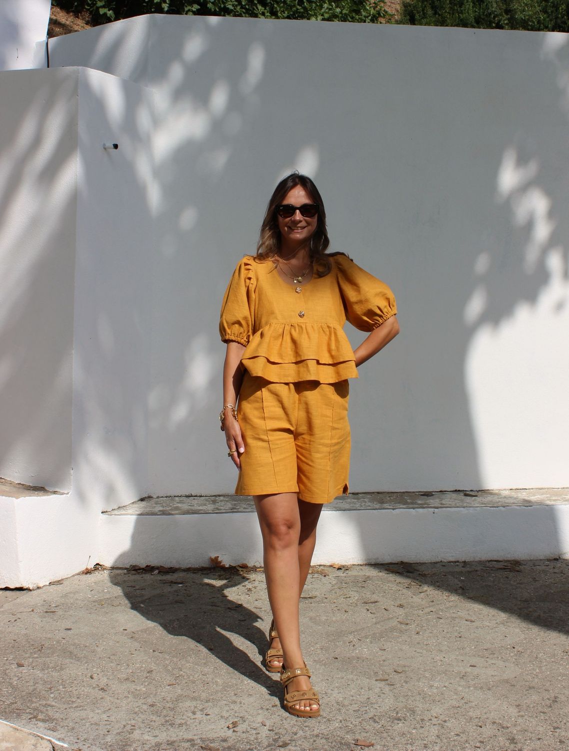 Blusa Curta Linho Amarelo