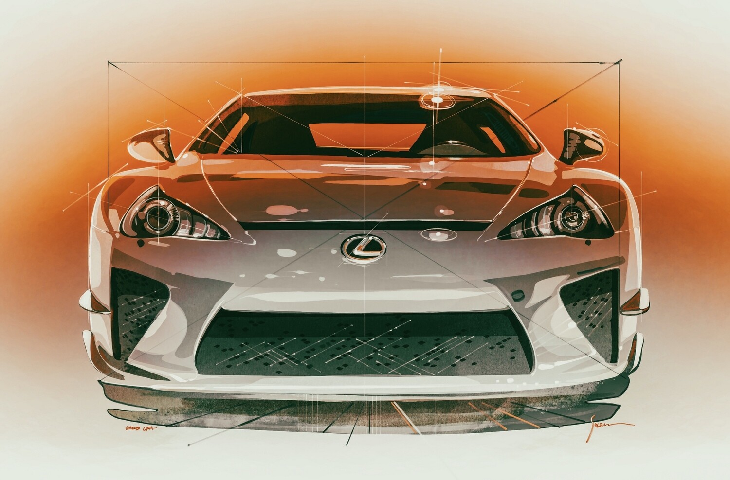 Art Print: Lexus LFA Front Study (Warm Colorway) | Cart