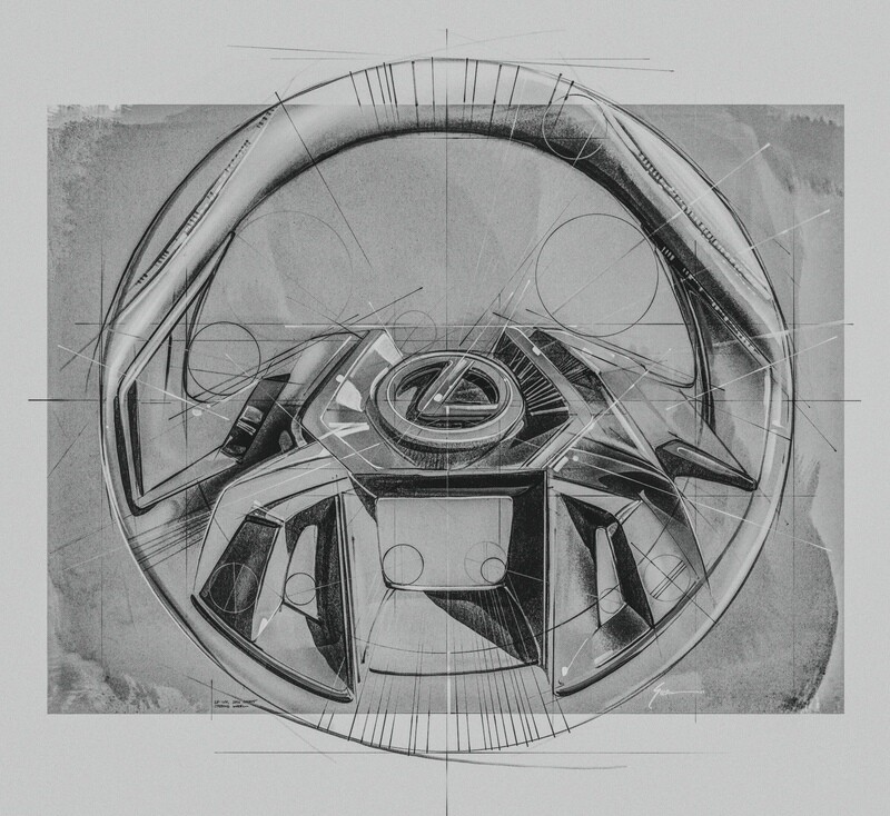Lexus LF-UX 2016 Concept Steering Wheel Study (B/W)