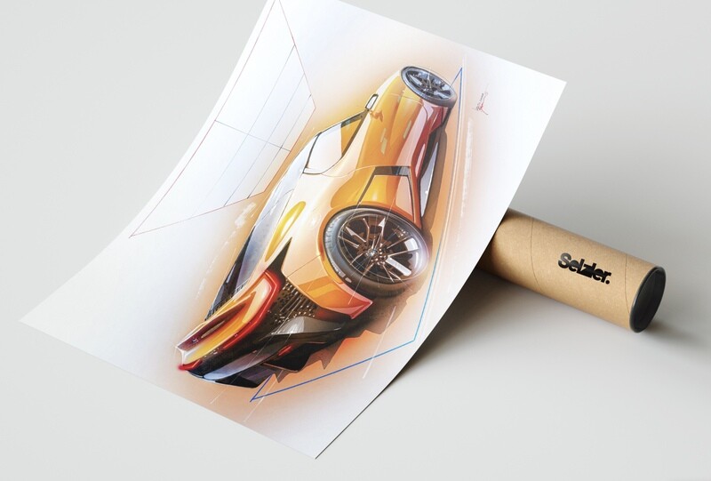 Toyota FT-Se Rear-Corner Sketch Study — Full Color