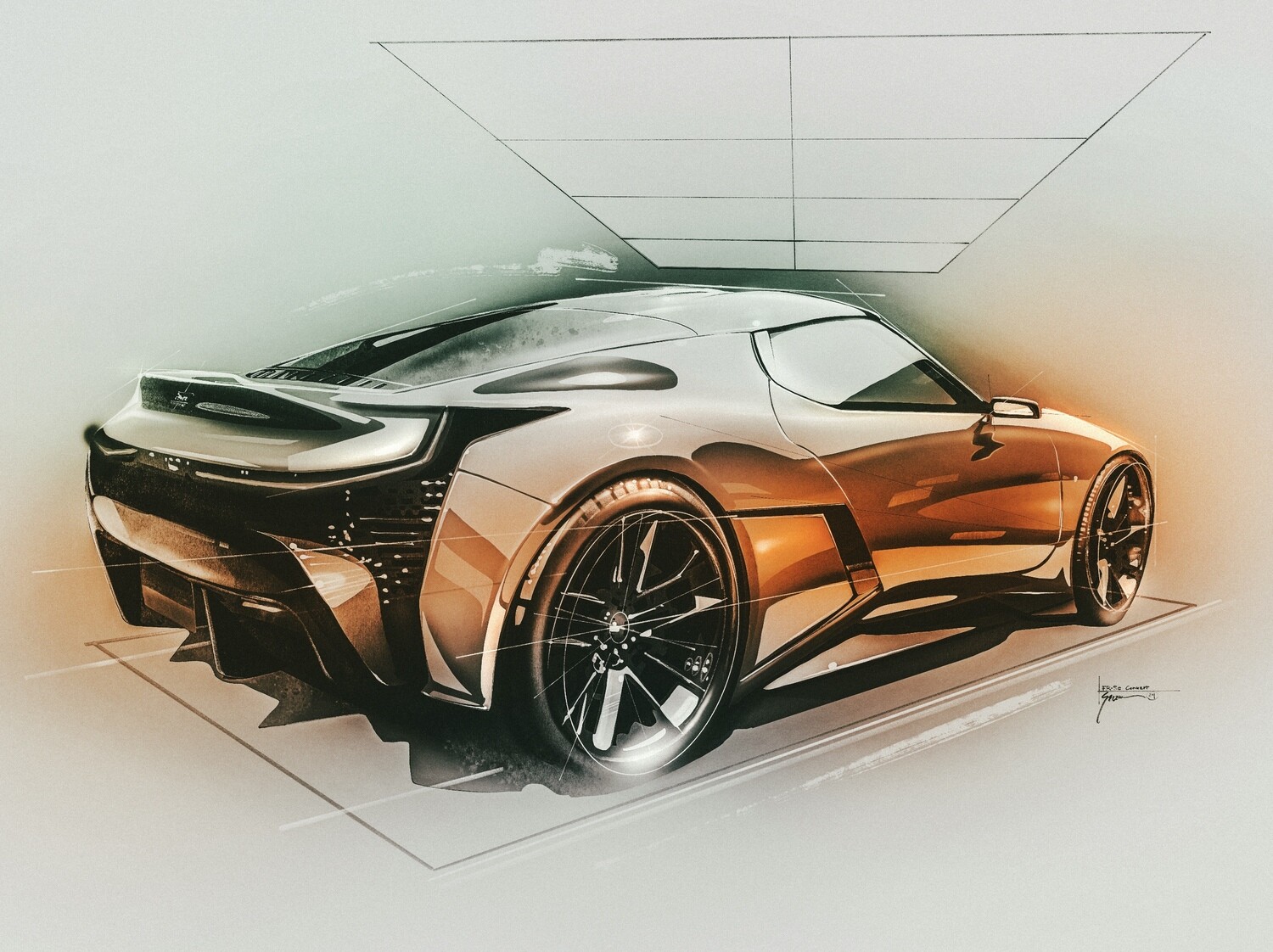 Toyota FT-Se Rear-Corner Sketch Study — Muted Color