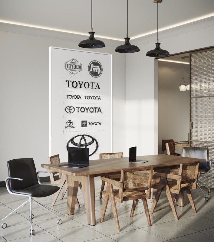 Toyota Branding History Schematic — Desaturated Color