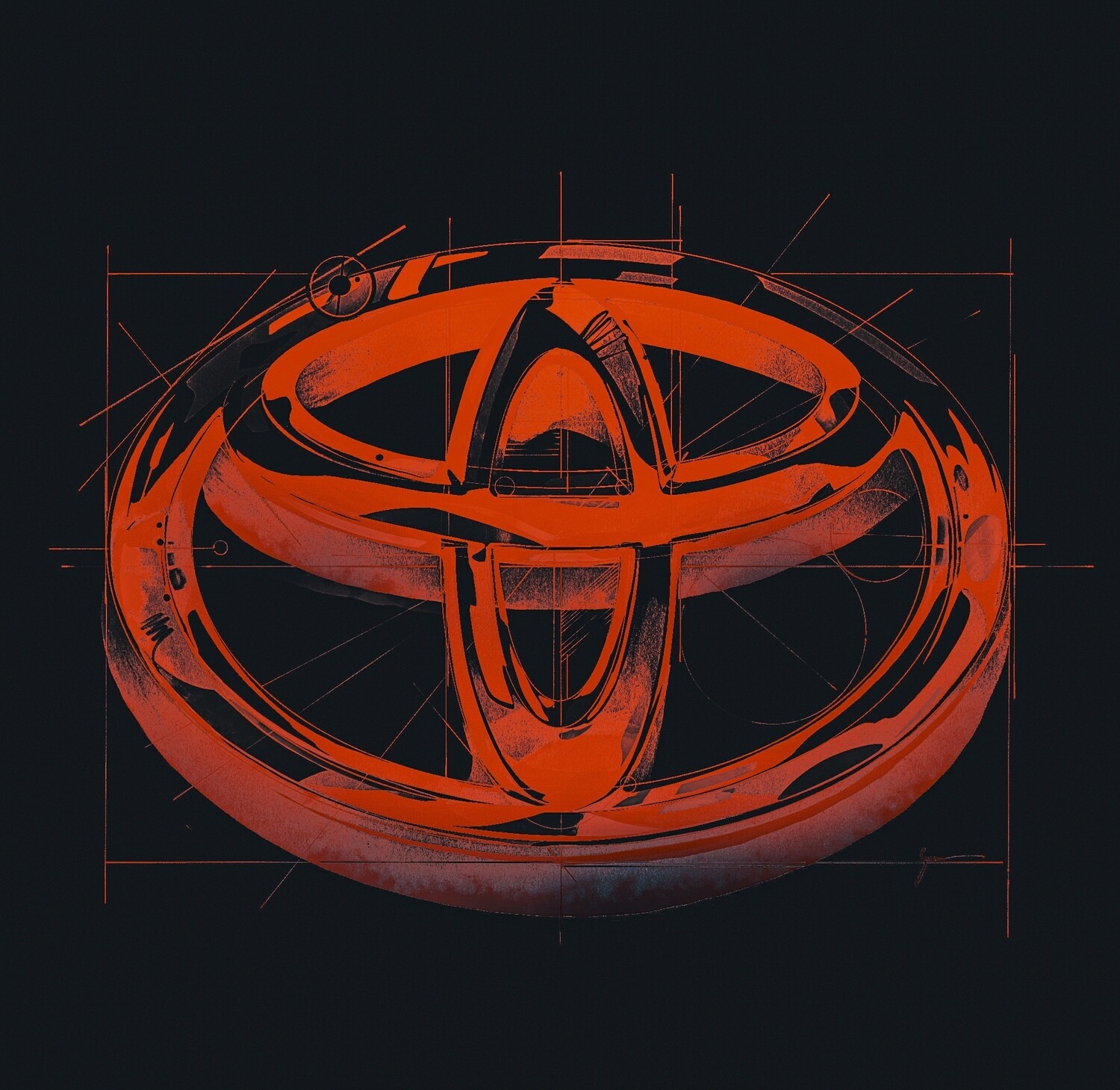 Toyota Emblem Brand Study - Red+Black Colorway