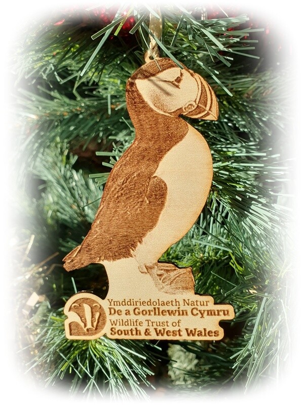 WTSWW Puffin Wooden Christmas Tree Decoration