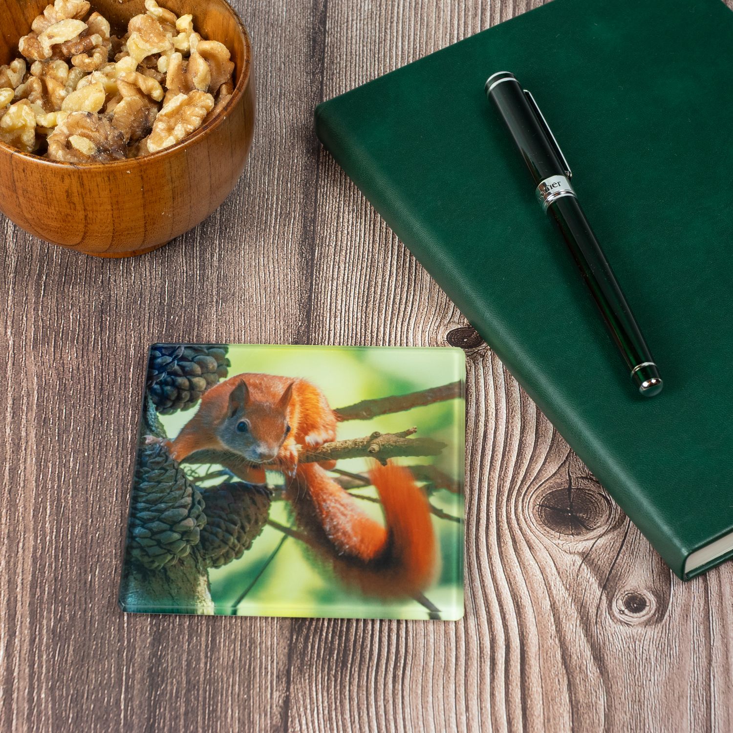 Red Squirrel Glass Coaster