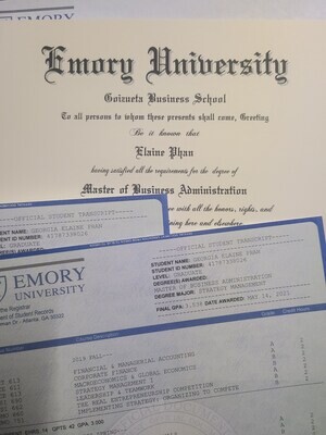 College Diploma and College Transcripts with Envelopes Set