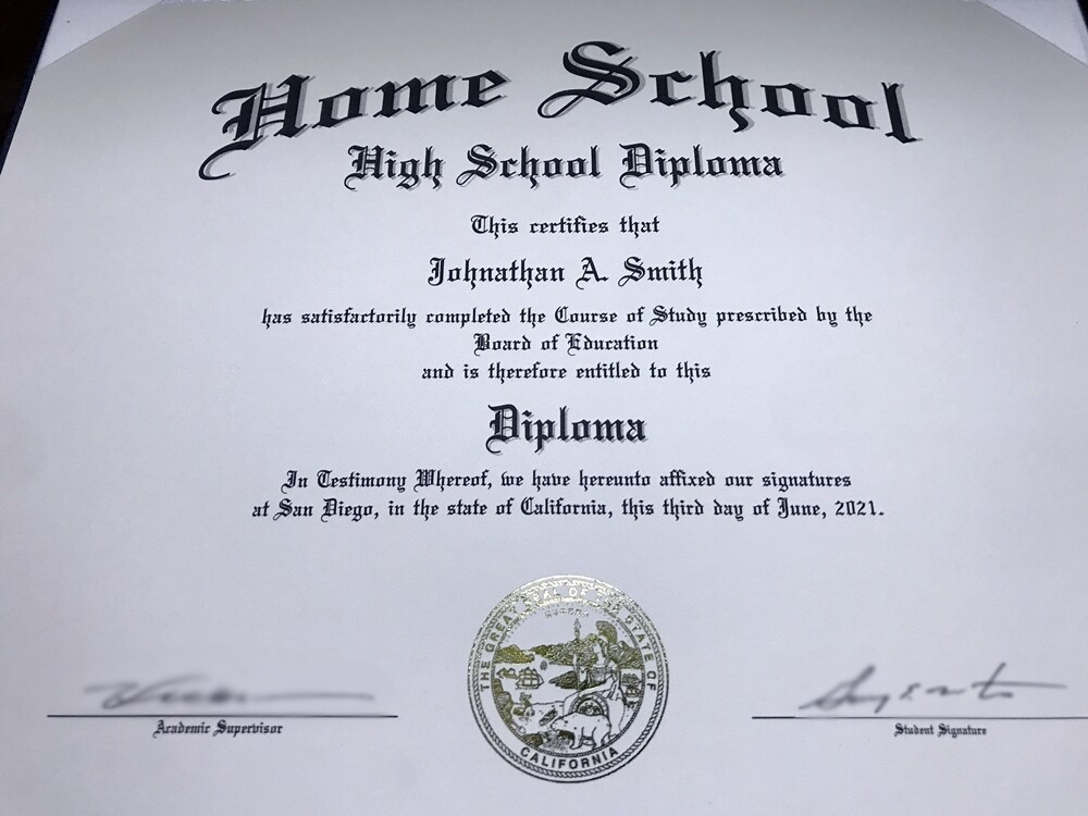 Home School Diploma + A Deluxe Diploma Holder