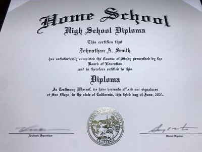 Home School Diploma Only + A Deluxe Diploma Holder