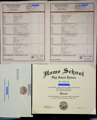 Home School Diploma and Transcripts Set and 2 Unsealed Envelopes