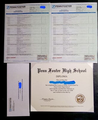 High School Diploma and Transcripts + Envelopes with Deluxe Holder