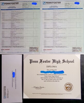 High School Diploma And Transcripts Set + 2 Unsealed Envelopes